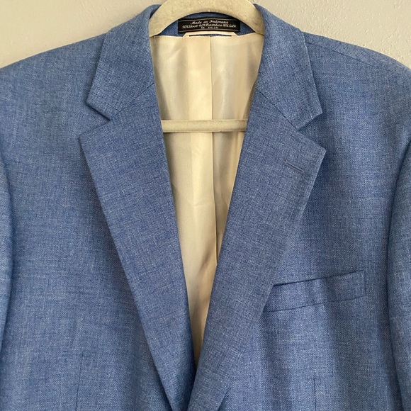 Coconut Grove Blazer Men’s Size 44 Blue Two Button Wool Bamboo Silk Work Party - Picture 3 of 11